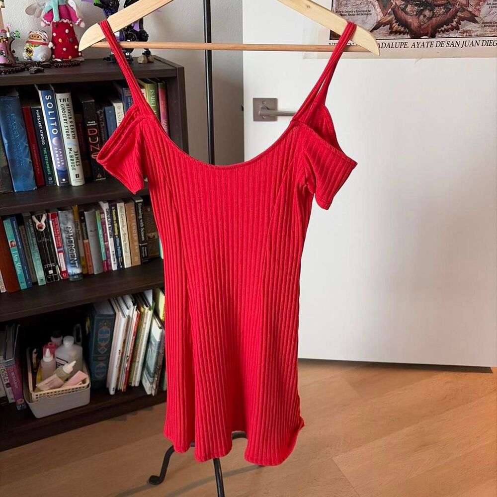 Silence + Noise Ribbed Mini Dress Red Size Small NWT